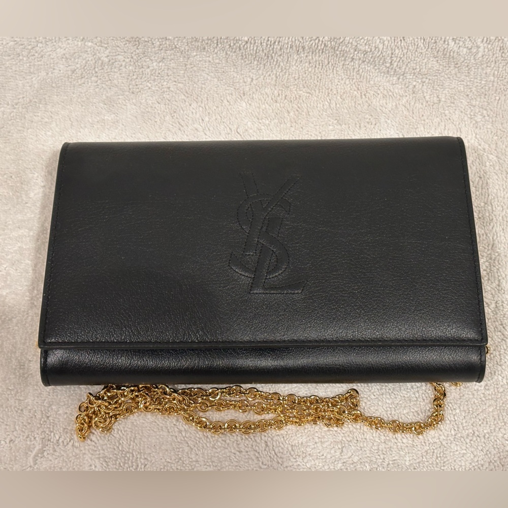 YSL belle de jour leather wallet on chain clutch